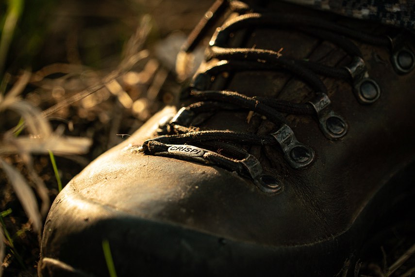 Close up of a Crispi boot. hunting tips feet warm