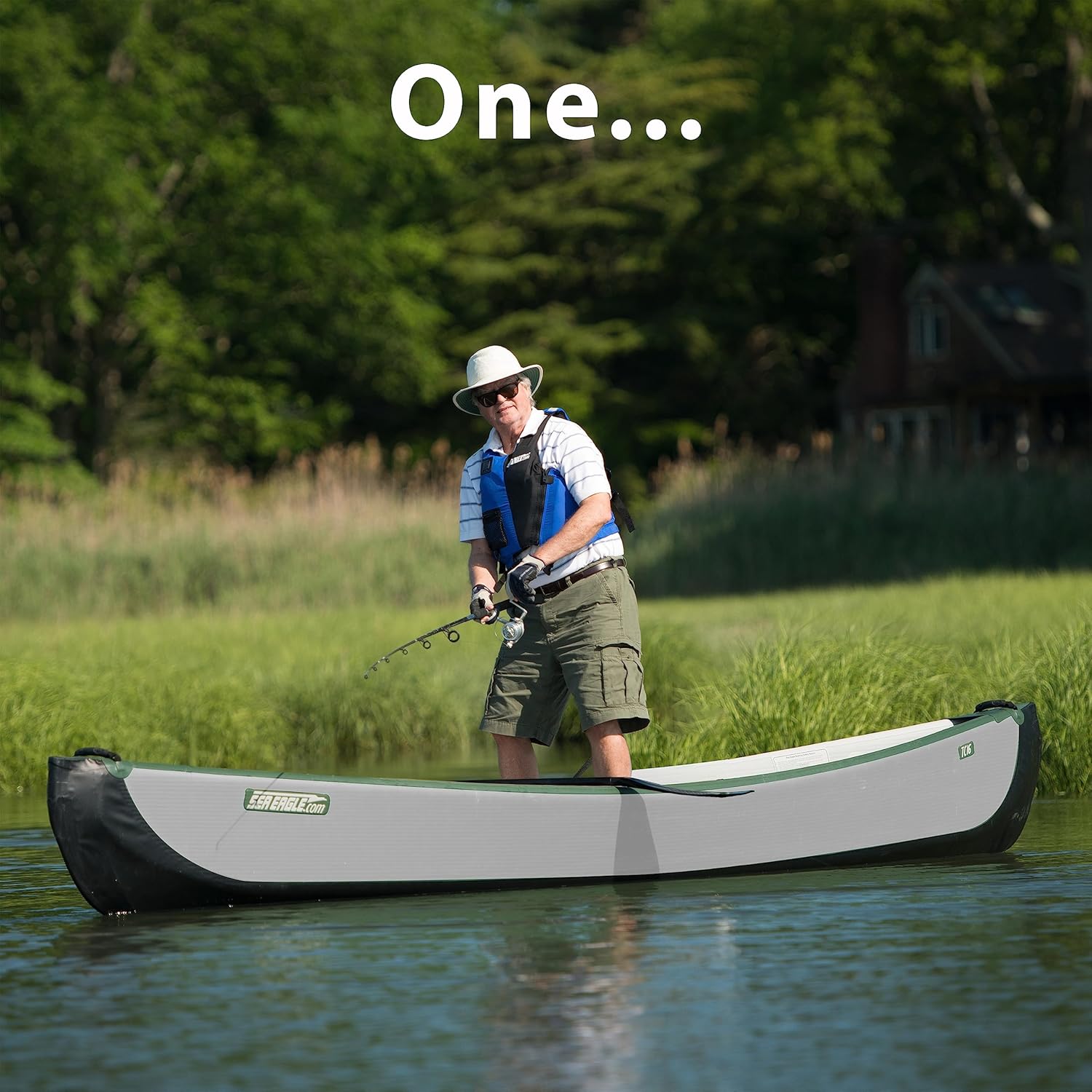 fishing from a canoe